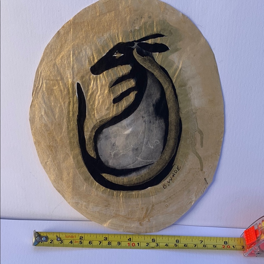 Abstract Kangaroo Art on Gold Rice Paper - Picture 5 of 6